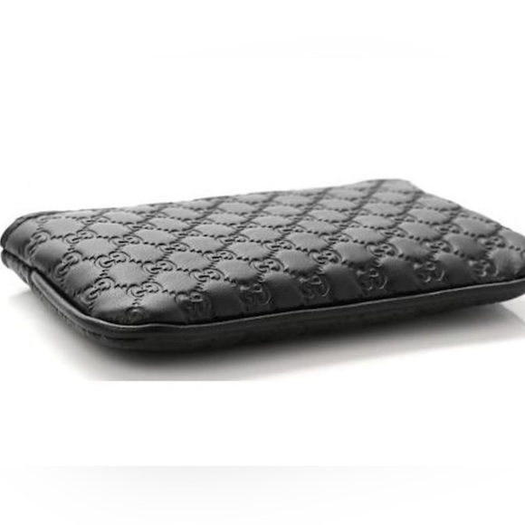 Gucci Black Key Pouch - Micro GG Black Leather Key Case New Authentic - Picture 2 of 3